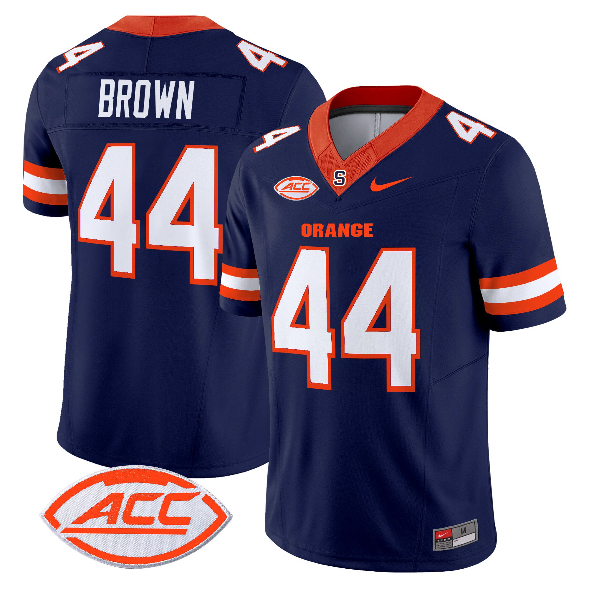 Men Syracuse Orange #44 Brown Blue Nike 2024 Vapor Limited NCAA Jersey style 1